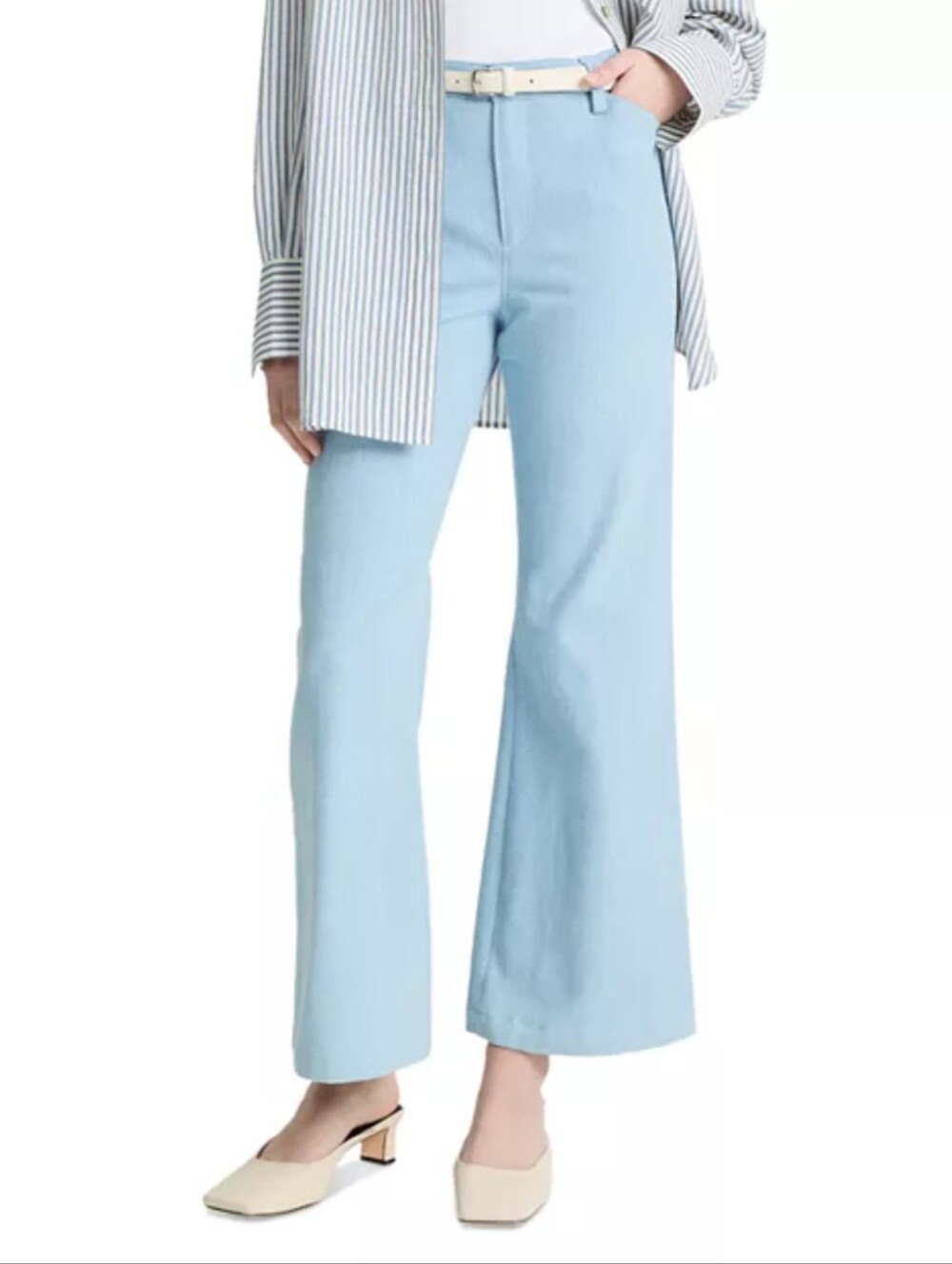 NWT Vince Pale Indigo Italian Cotton Twill Cropped Flare Pants
